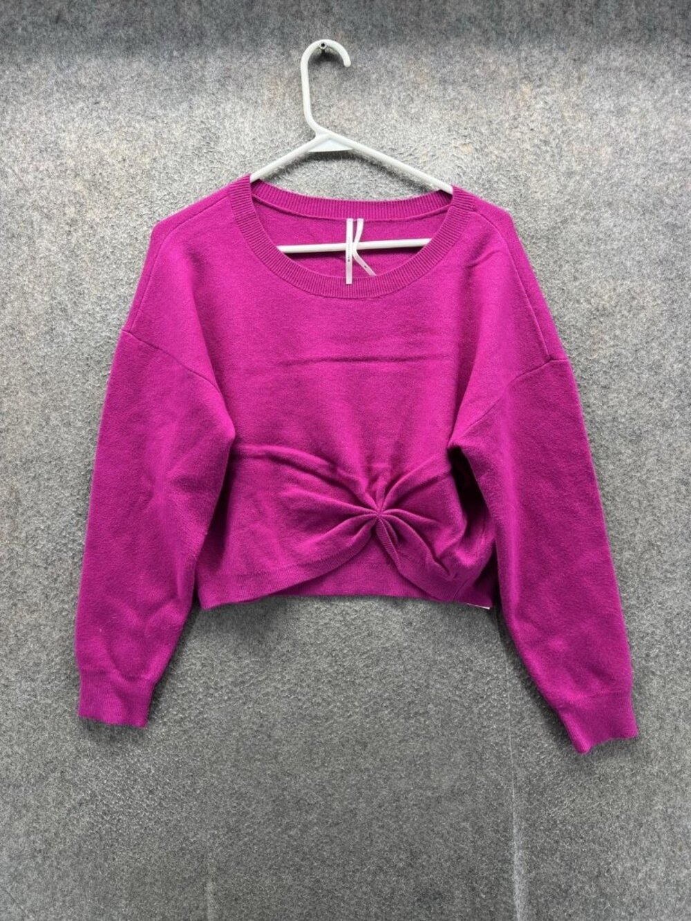 By Anthropologie Sweater Womens XS Pink Crew Neck Front Twist Cropped Knit